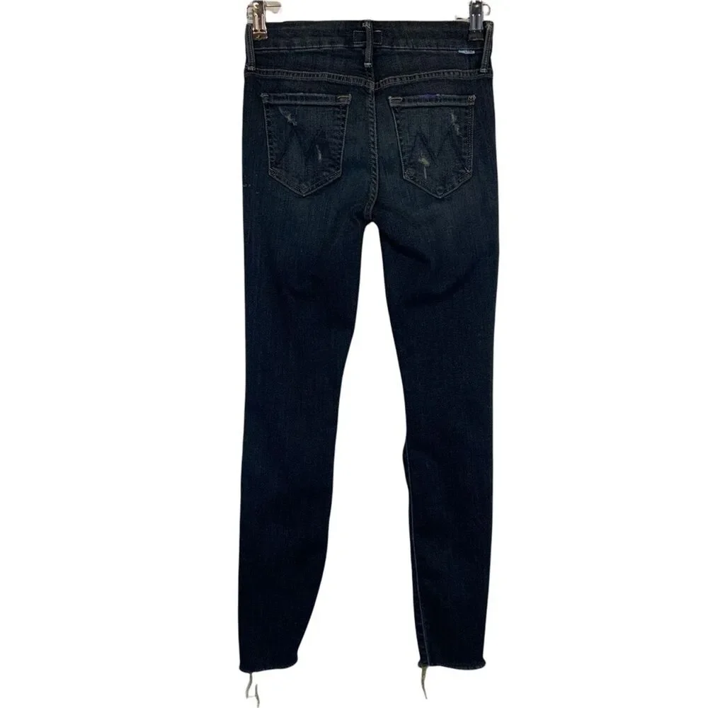 MOTHER Denim Looker Ankle Fray Jeans in Jaded & Torn Size Woman's 24